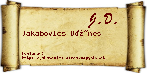 Jakabovics Dénes névjegykártya